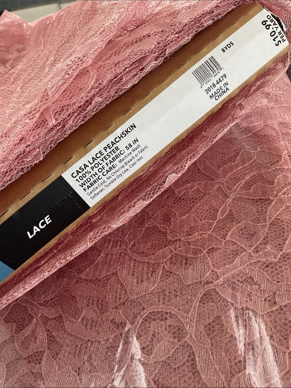 Lace. Pink. 8 yds on bolt. New!